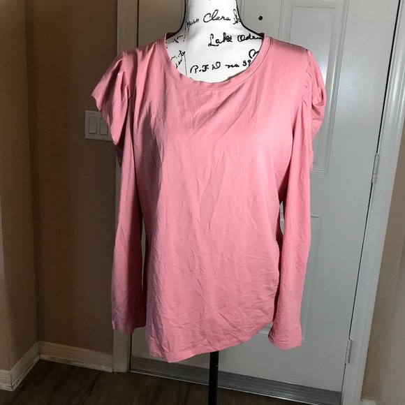 NWT Lauren Ralph Lauren Puffed Sleeve Top Pink - Picture 2 of 4
